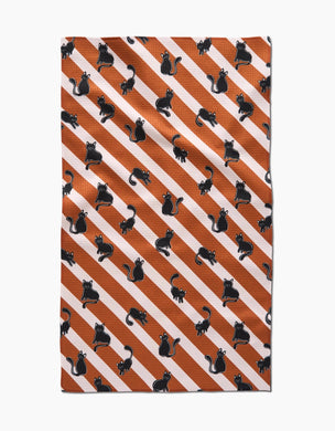 Geometry Kitchen Towel | Striped Black Cats