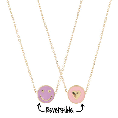 Kids Heart Reversible Necklace | Light Pink