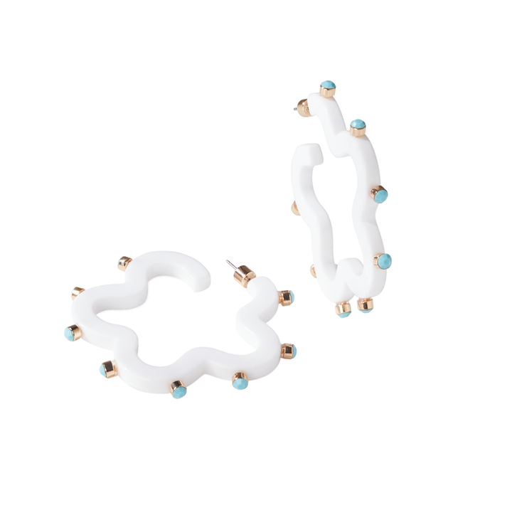 Wavy Jewel Hoop | Teal