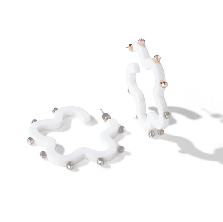 Wavy Jewel Hoop | Stark White