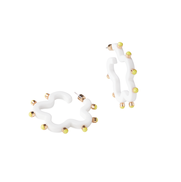 Wavy Jewel Hoop | Neon Yellow