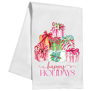 Kitchen Towel | Happy Holidays Stacked Gifts