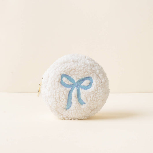 Circle Teddy Pouch | Blue Bow