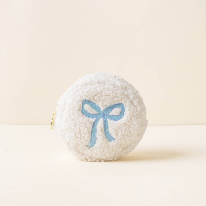 Circle Teddy Pouch | Blue Bow