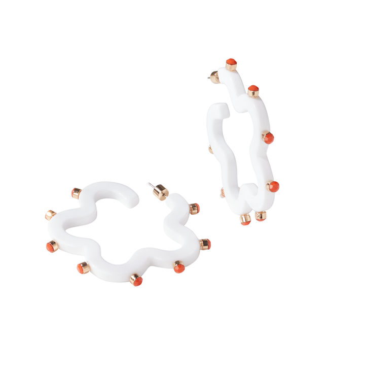 Wavy Jewel Hoop | Coral