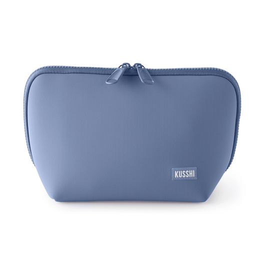 Neoprene Makeup Bag | Pearl Blue + Sand Pink