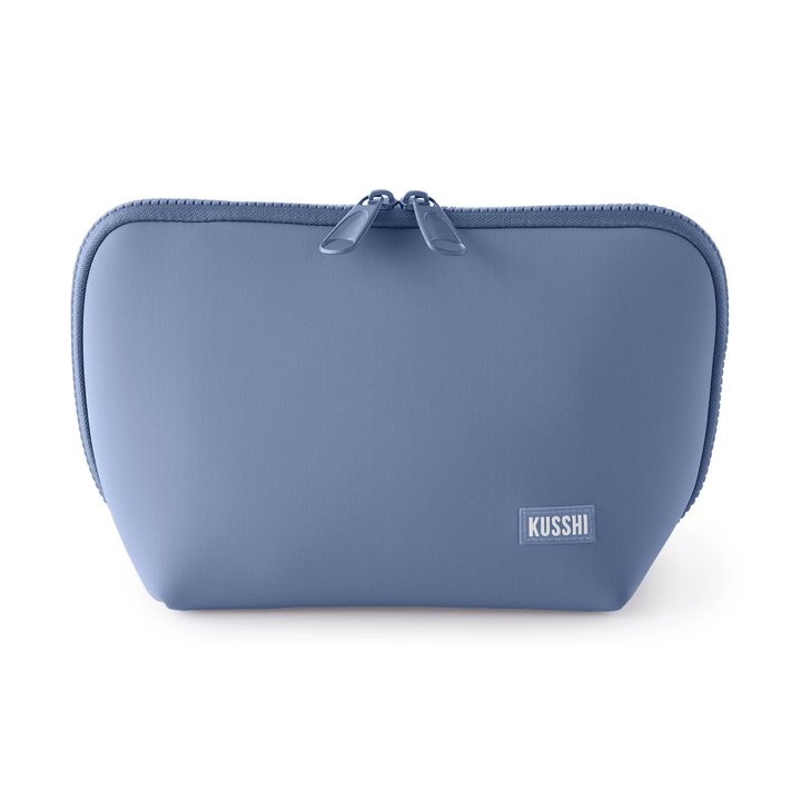 Neoprene Makeup Bag | Pearl Blue + Sand Pink