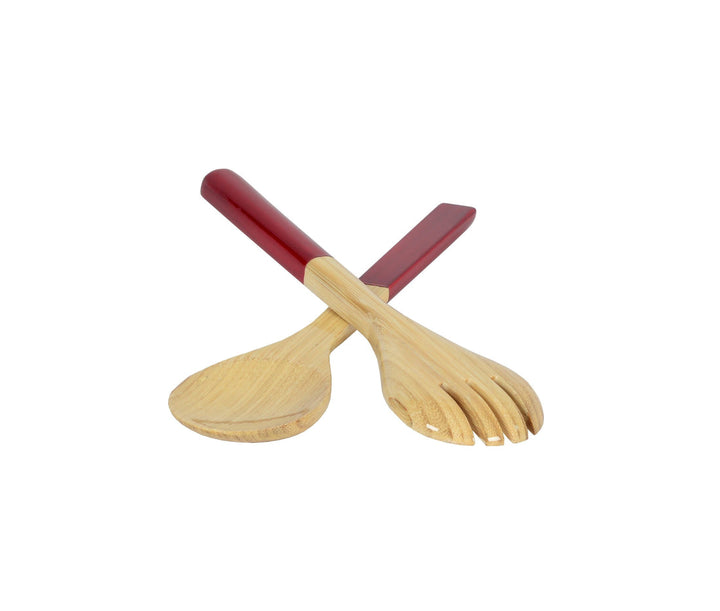 Small Bamboo Salad Servers | Red