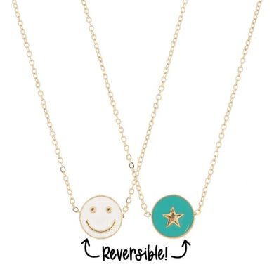 Kids Smiley Reversible Necklace | White