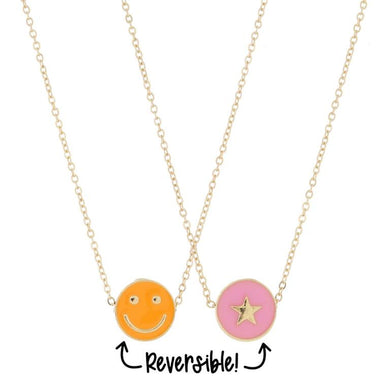 Kids Smiley Reversible Necklace | Orange