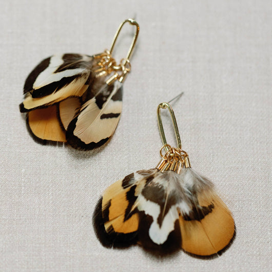 Quail Feather Tassel Earrings