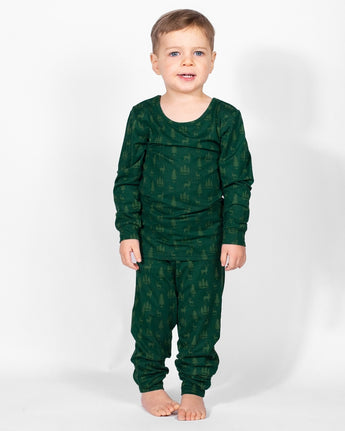 Kid's Long Sleeve Pajamas | Woodsy Waltz Deer