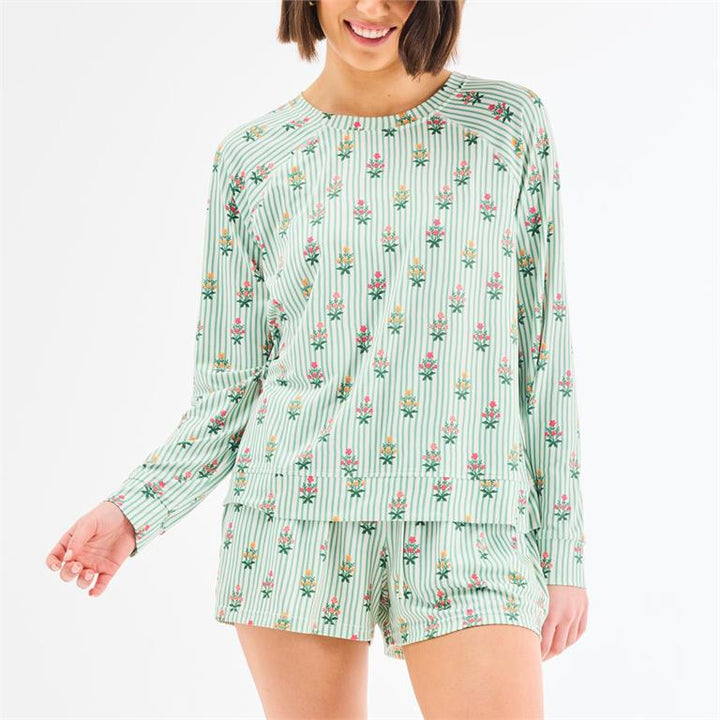 Annie Short Set | Cottage Stripes Green