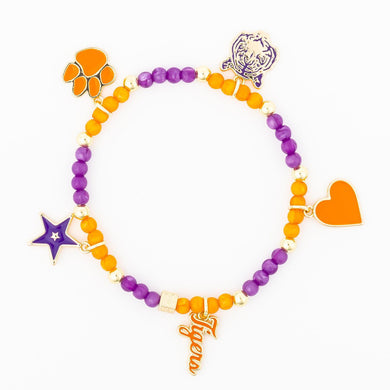 Bracelet Clemson Beaded Charm