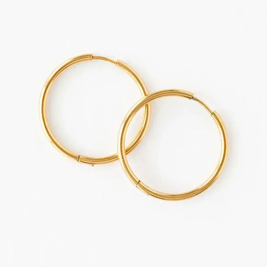 Endless Hoop Thin Gold Earrings 30 mm