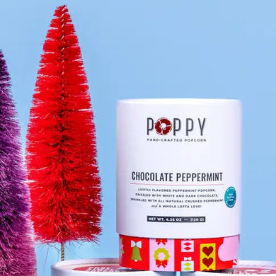 Poppy Popcorn Holiday Tin | Chocolate Peppermint