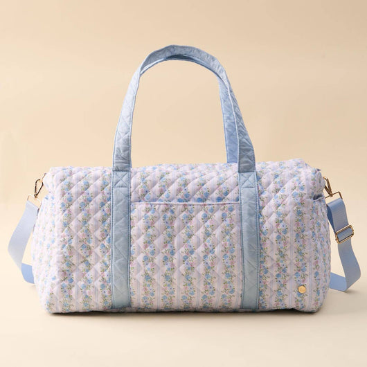 Quilted Weekender Bag | Petal Parade Blue