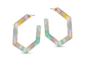 Scarlett Hexagon Hoop Earring | Pastel