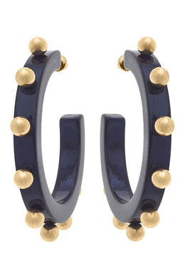 Kelley Studded Hoop | Navy