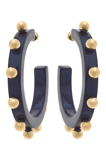 Kelley Studded Hoop | Navy