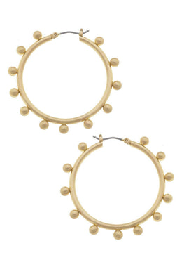 Katie Studded Hoops | Satin Gold