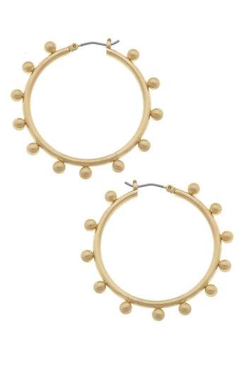 Katie Studded Hoops | Satin Gold