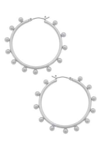 Katie Studded Hoops | Satin Silver