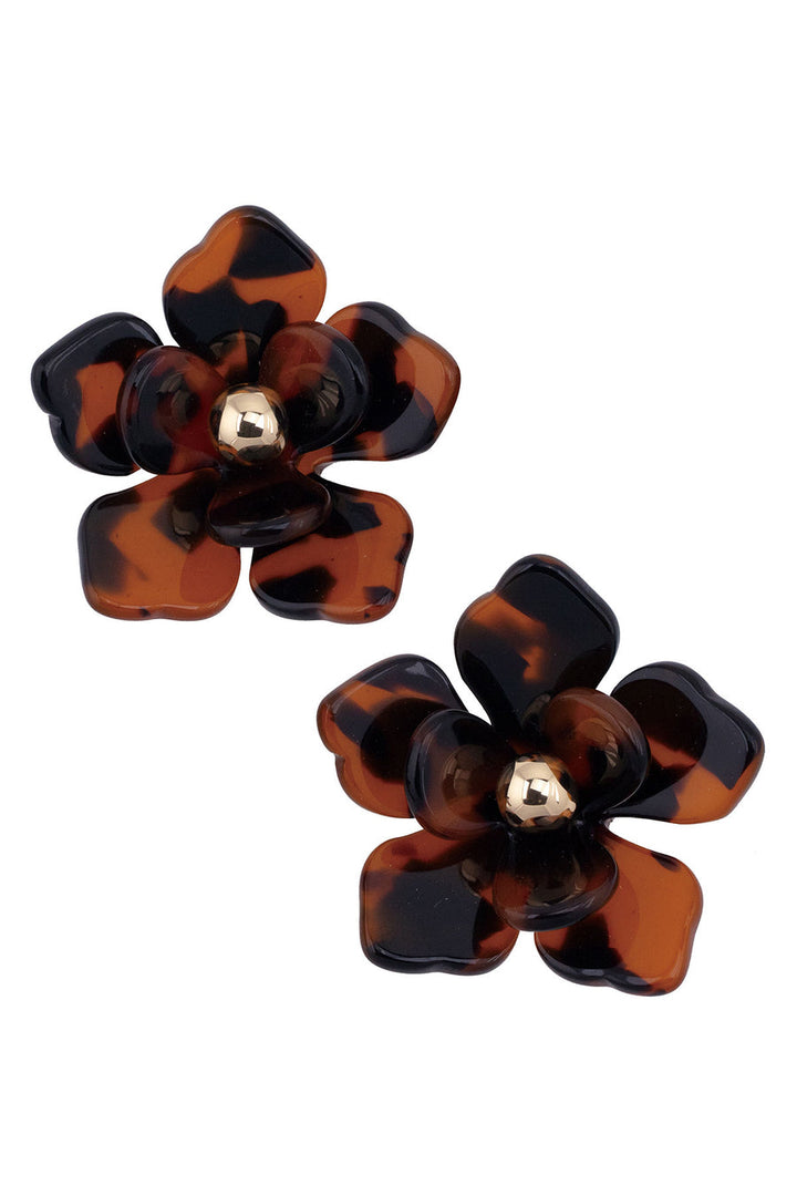 Lorelei Resin Flower Earrings in Tortoise
