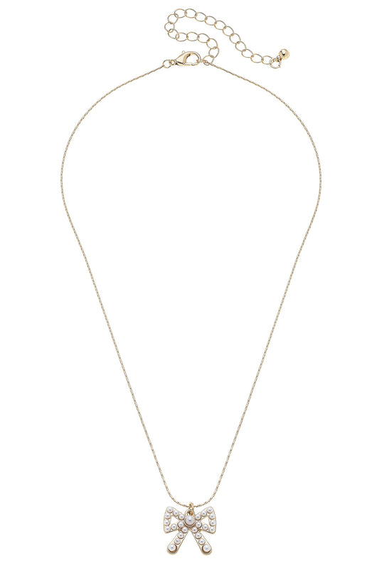Dawn Pearl Studded Bow l Necklace
