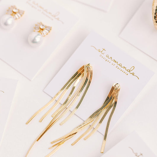 Skinny Gold Tassel Earrings