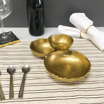 Gold Textured 3-Bowl Dish