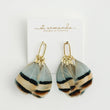 Brown Striped Feather Tassel Earrings