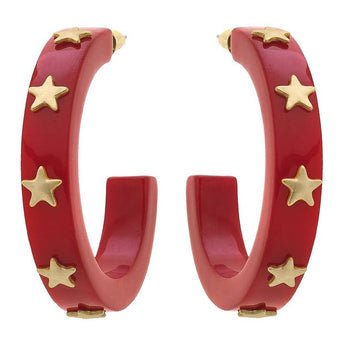 Liberty Star Hoop Earring | Red