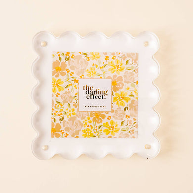 Scalloped Acrylic Frame Square | White