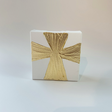 Wide Gold Painted Cross Canvas | 4x4