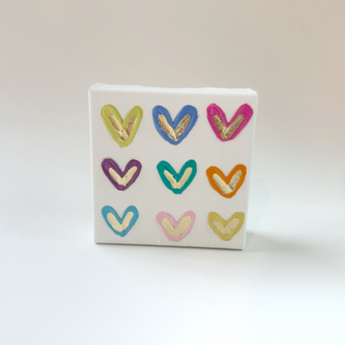 Colorful Painted Hearts Canvas | 4x4