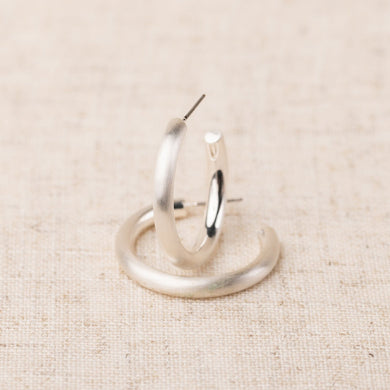 Cameron Earrings | Brushed Silver