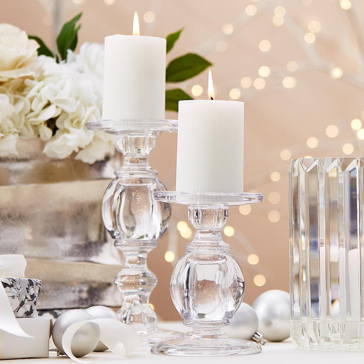 High-Glass Pedestal Candleholders