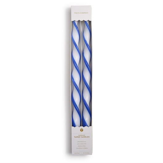 Ribbon Twist Tapers | Blue + White