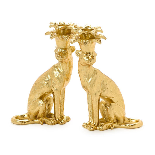 Gold Leopard Candleholders | Set of 2