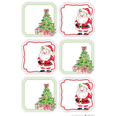 Holiday Gift Stickers • Santa + Christmas Tree