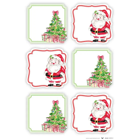 Holiday Gift Stickers • Santa + Christmas Tree