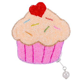 Cupcake Beaded Coin Purse