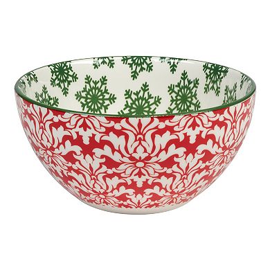 Holly Bowl | Green Snowflakes