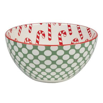 Holly Bowl | Red Candy Canes