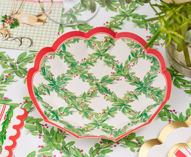 Holly Berry Scalloped Appetizer Bowl