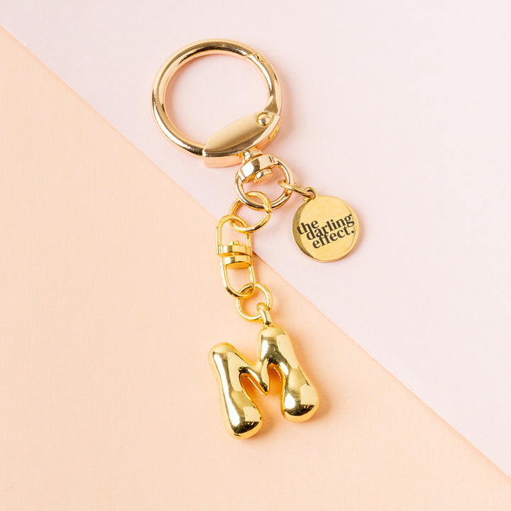 Gold Bubble Letter Keychain | M