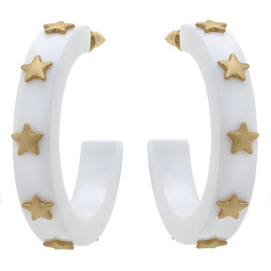 Liberty Star Hoop Earring | White