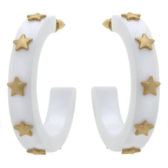 Liberty Star Hoop Earring | White