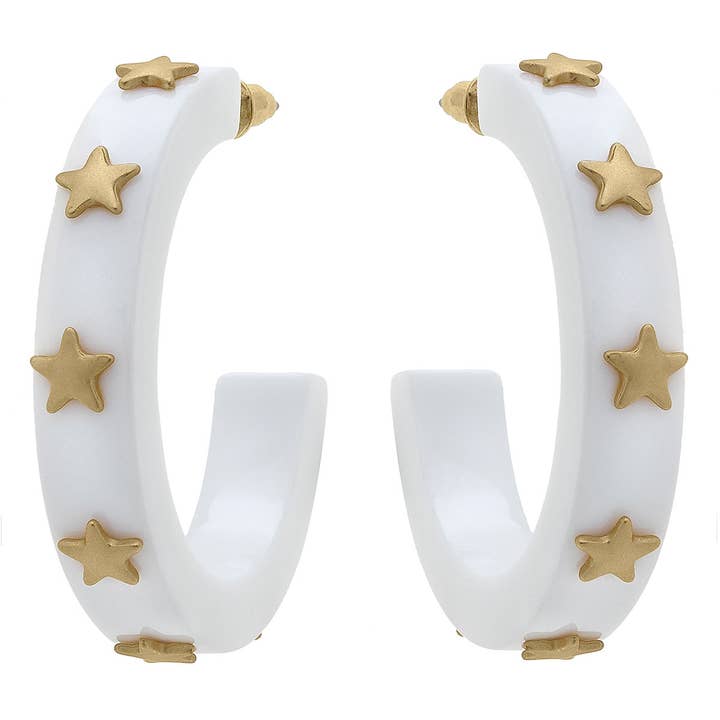 Liberty Star Hoop Earring | White